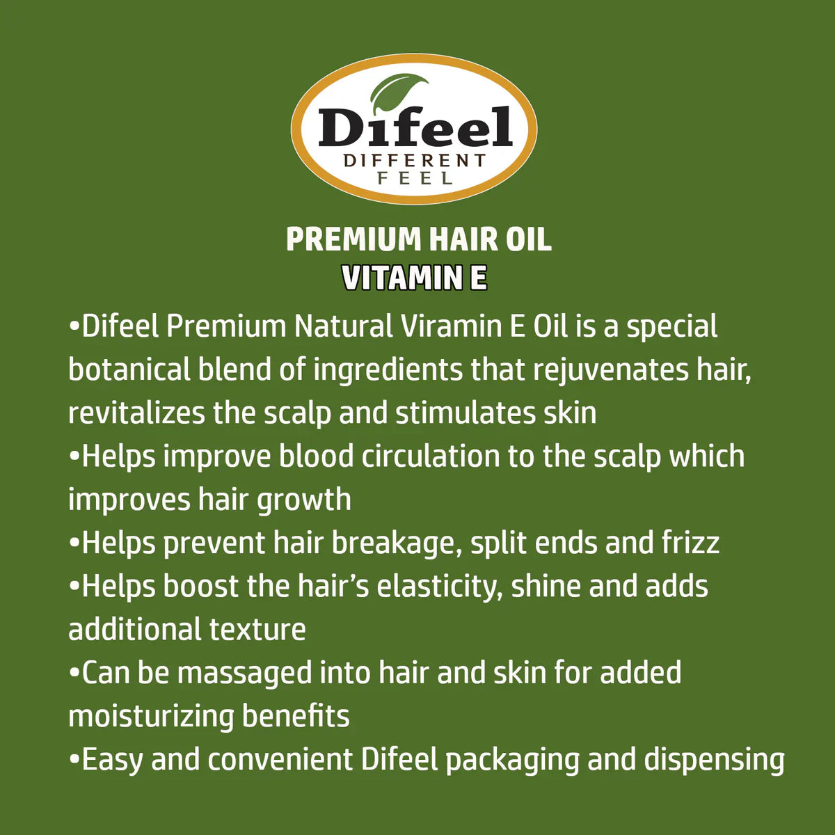 Difeel Vitamin-E Premium Hair Oil 2.5 OZ - Elevate Styles
