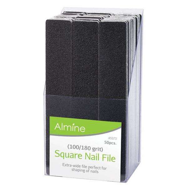 Almine Square Nail Files 100 180 Grit 1 Piece 5373 - Elevate Styles