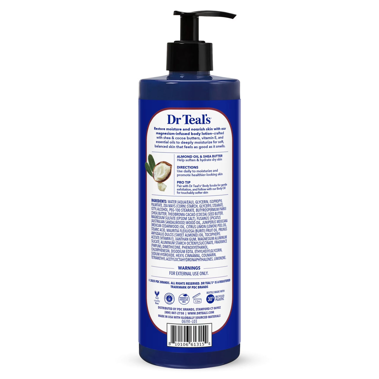 Dr Teal's Body Lotion – Shea Butter & Almond Oil with Sandalwood (532 mL / 18 FL OZ)