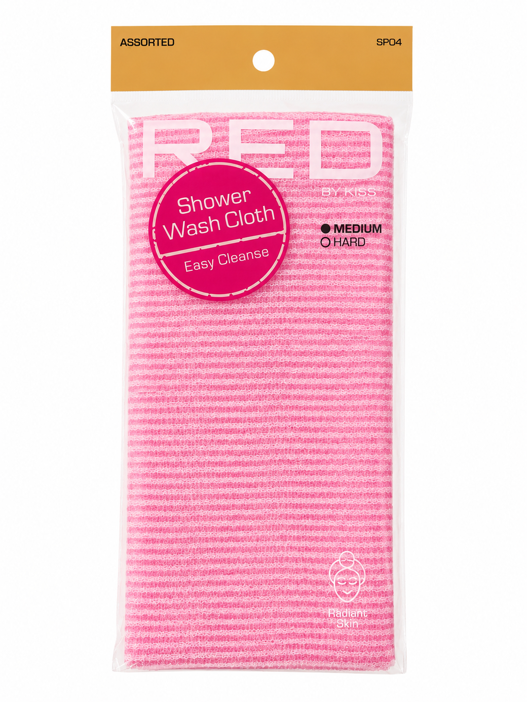 KISS RED Shower Wash Cloth Easy Cleanse Medium Exfoliating Bath Cloth Pink SP04 - Elevate Styles