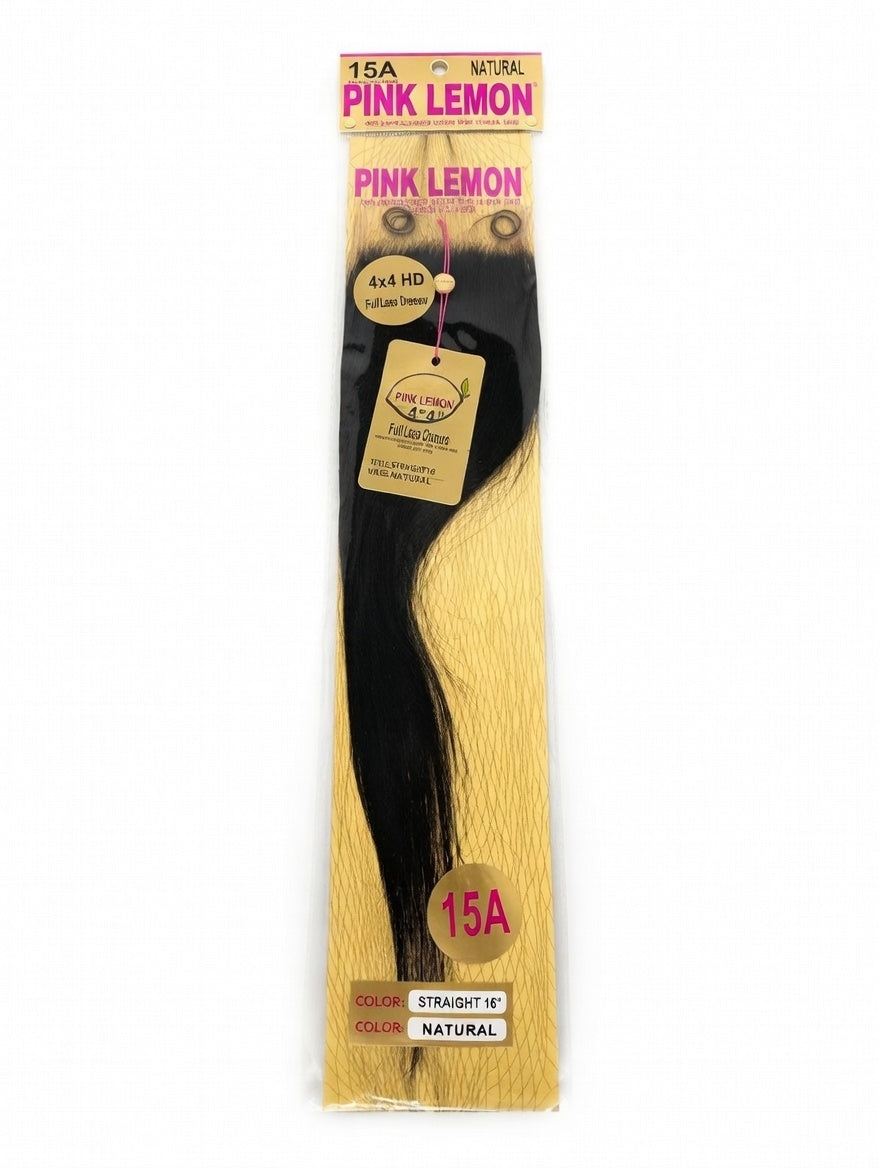 Pink Lemon 15A 4x4 HD Full Lace Closure Straight 16 Inch Natural - Elevate Styles