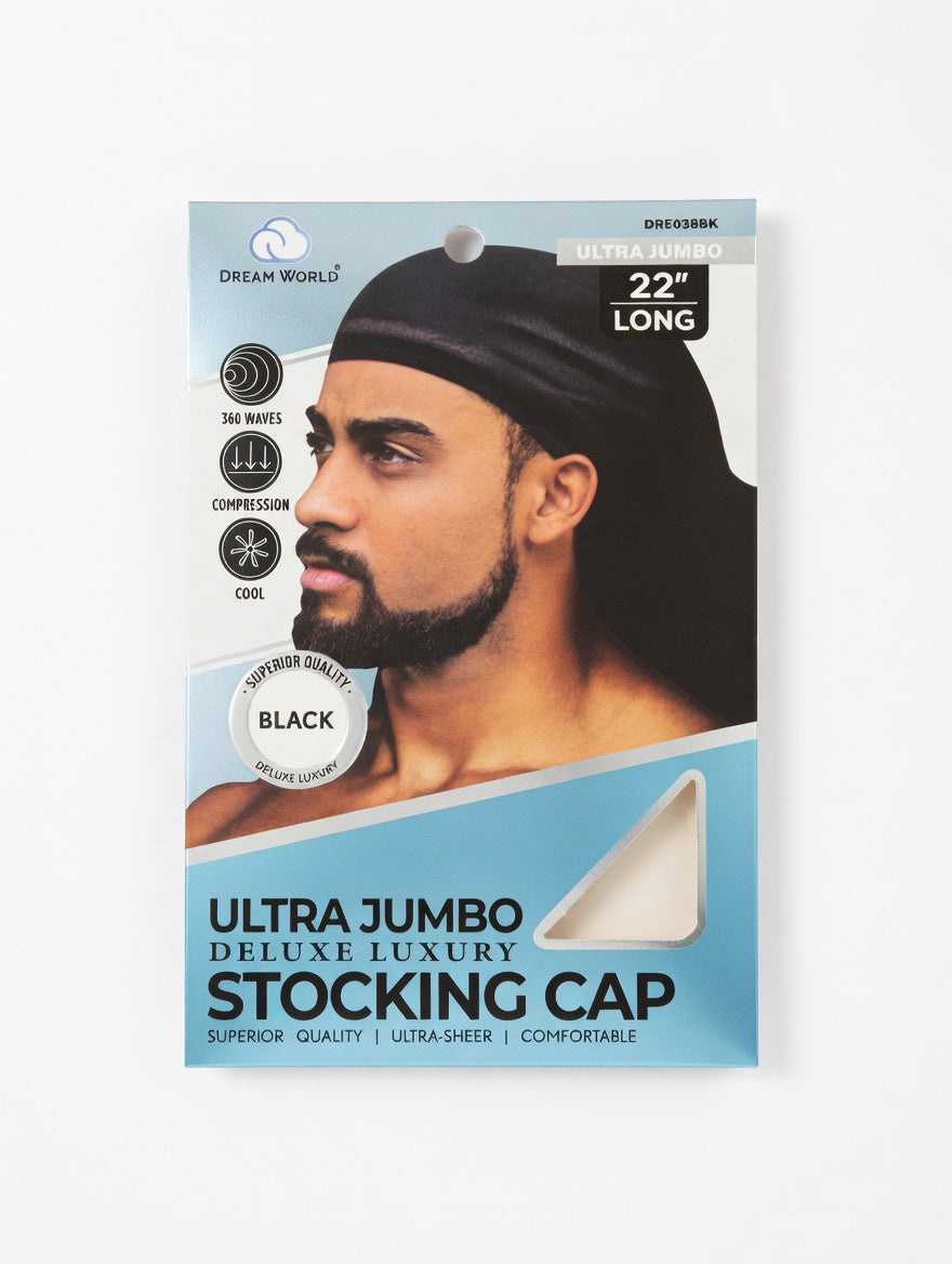 Dream World Ultra Jumbo Deluxe Luxury Stocking Cap (22" Long) – Black DRE038BK - Elevate Styles