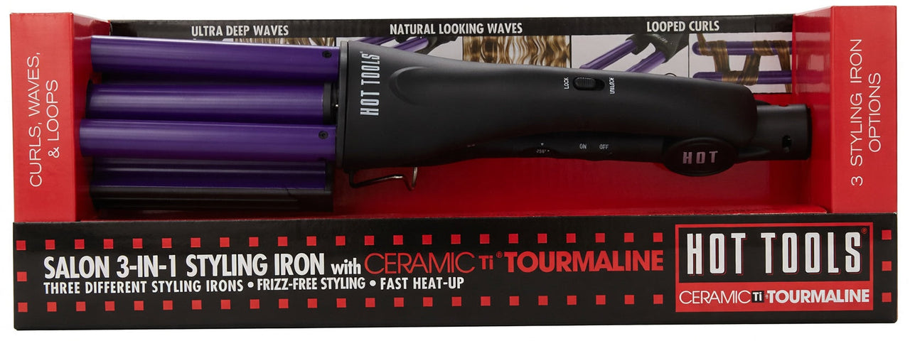 Hot Tools Professional Salon 3-in-1 Ceramic Tourmaline Deep Waver & Styling Iron 2180 - Elevate Styles