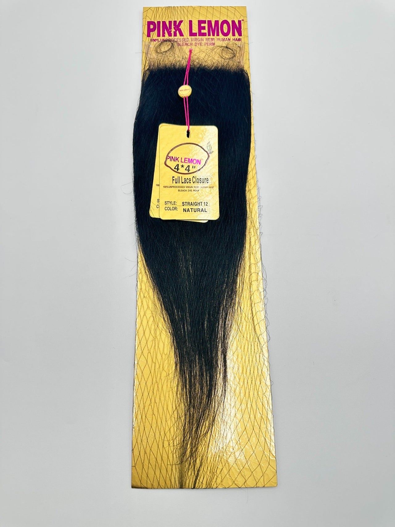 Pink Lemon Straight 4"x4" Full Lace Closure 12" – Natural - Elevate Styles