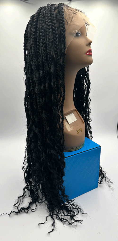Kara Syn Queen Braid Nigeria Boho Knotless 13x4 Lace Front Wig 30 Inch - Elevate Styles