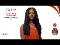 Outre 5"x 5" HD Lace Closure Lace Front Wig HHB-Kinky Straight 24" QLHBO55KS24