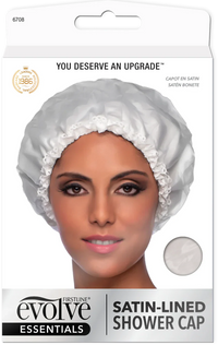 Thumbnail for Evolve Essentials Satin Lined Shower Cap White 6708 - Elevate Styles