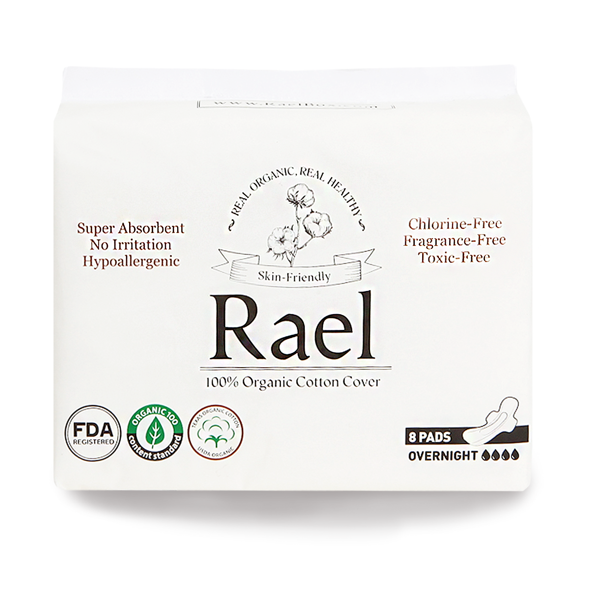 Rael Organic Cotton Menstrual Overnight with Wings - 2Pack-16total - Elevate Styles