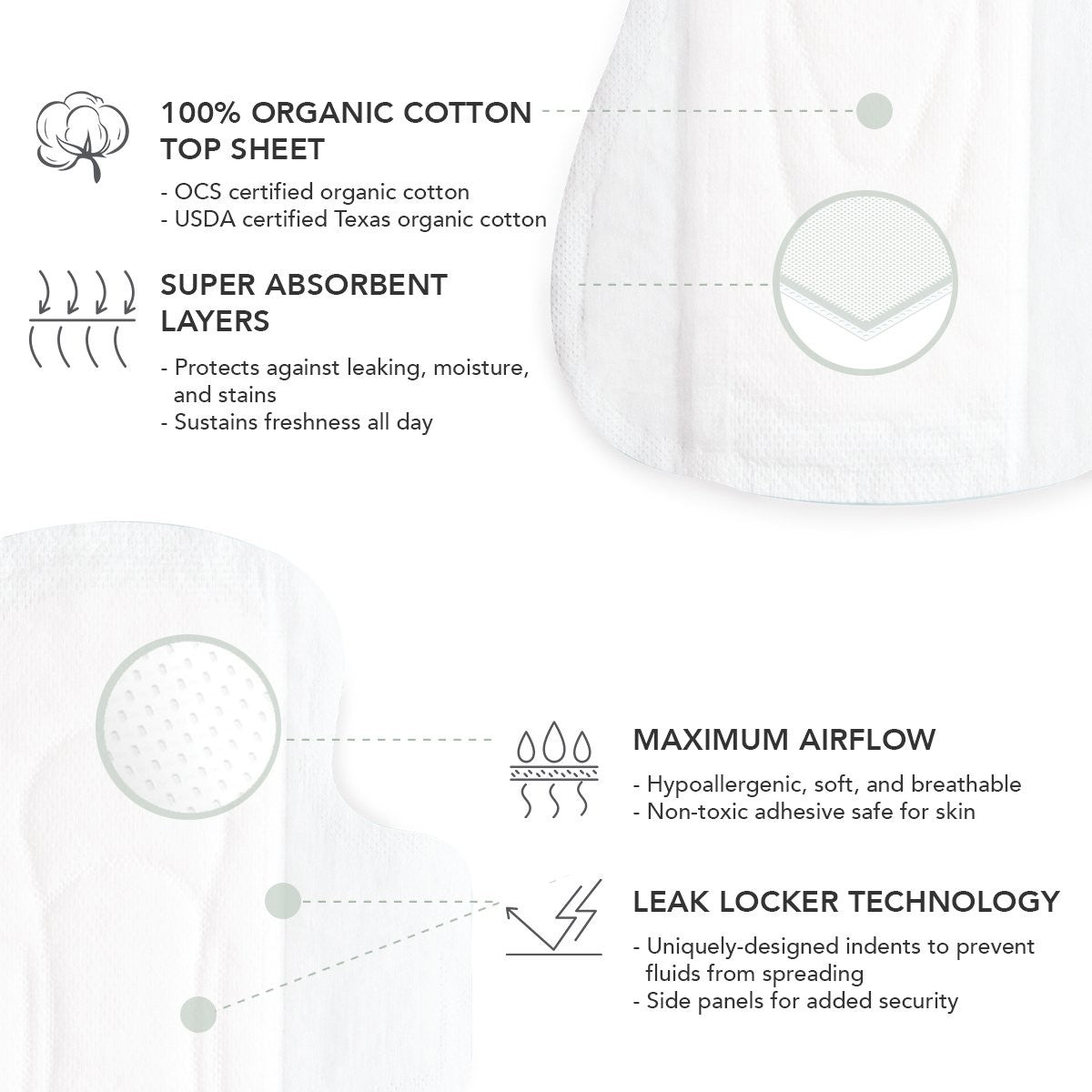 Rael Organic Cotton Menstrual Overnight with Wings - 2Pack-16total - Elevate Styles