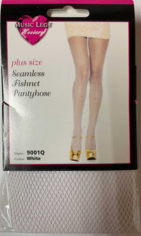 Thumbnail for Music Legs™ Plus Size Seamless Fishnet Pantyhose 9001Q White - Elevate Styles