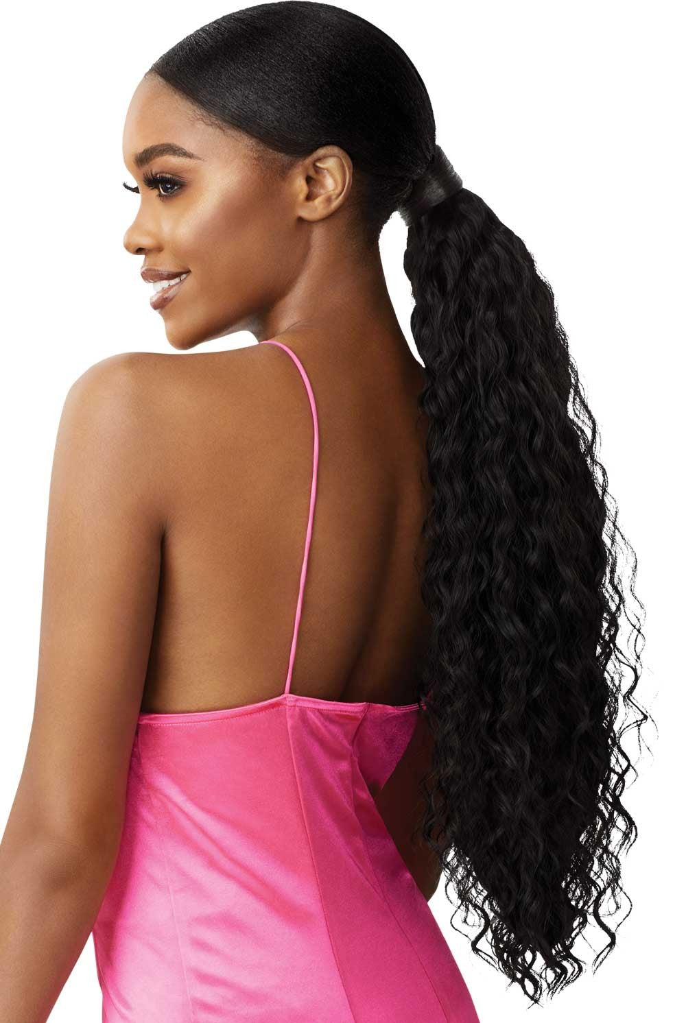 Outre Premium Synthetic Pretty Quick Wrap Around Ponytail Deep Wave 24" - Elevate Styles
