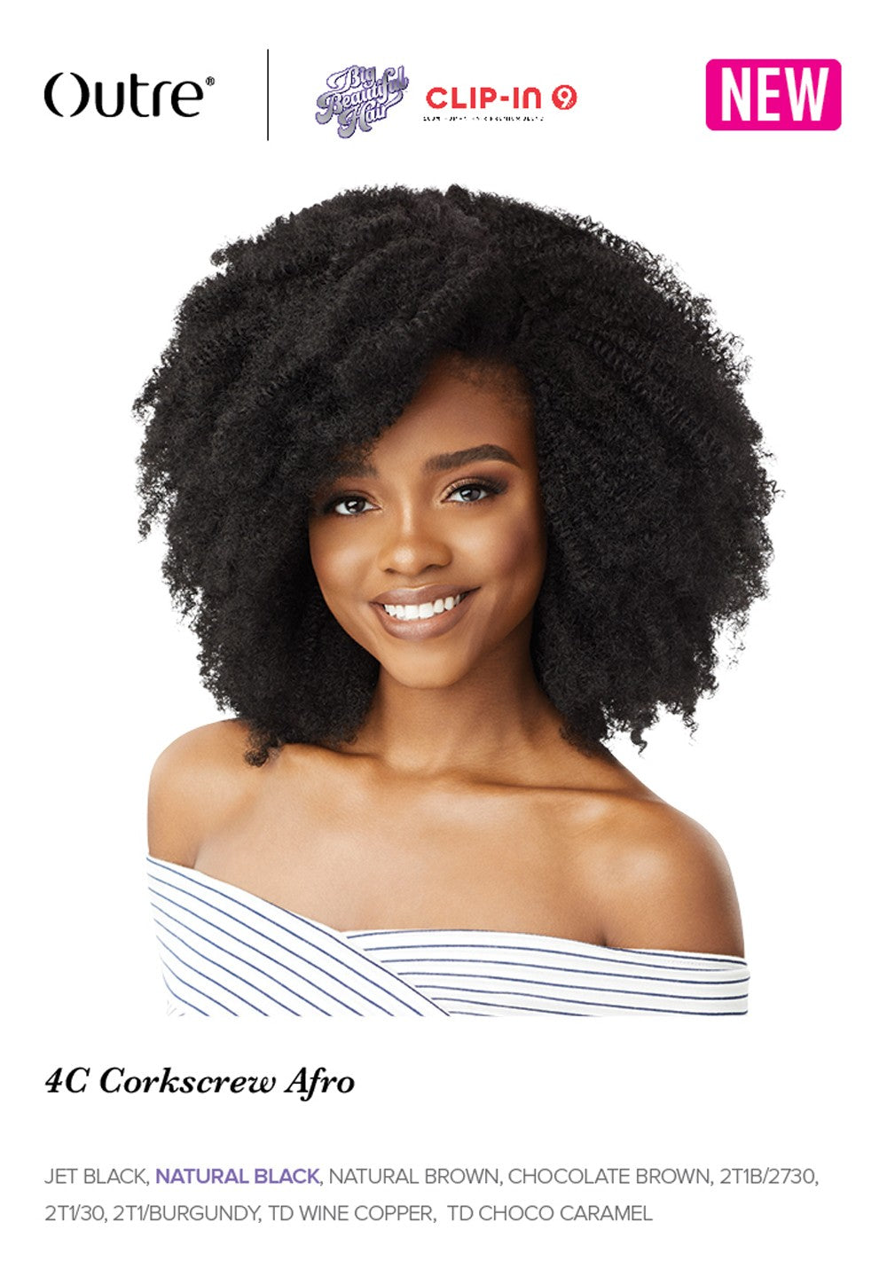 Outre Big Beautiful Hair Clip-In 9 Pcs 4C Corkscrew Afro - Elevate Styles