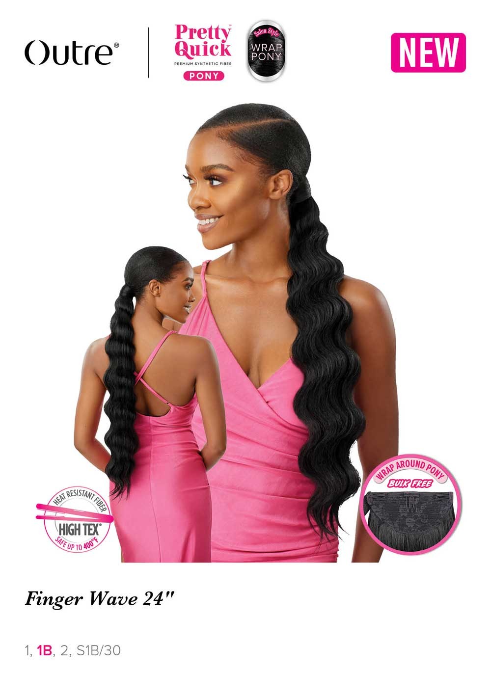 Outre Premium Synthetic Pretty Quick Wrap Around Ponytail Finger Wave 24" - Elevate Styles