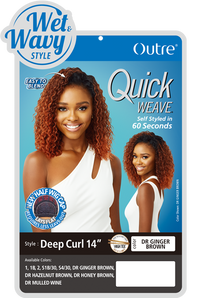 Thumbnail for Outre Quick Weave Lays Flat Wet N Wavy Half Wig Deep Curl 14