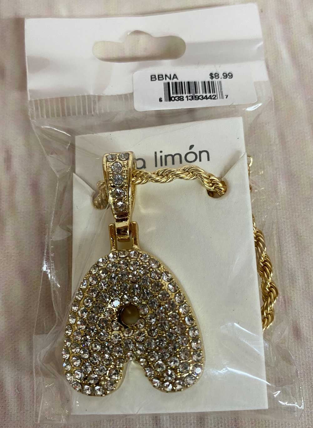 Lima Limon Initial Necklace Chunky Gold Rhinestone Necklace - Elevate Styles