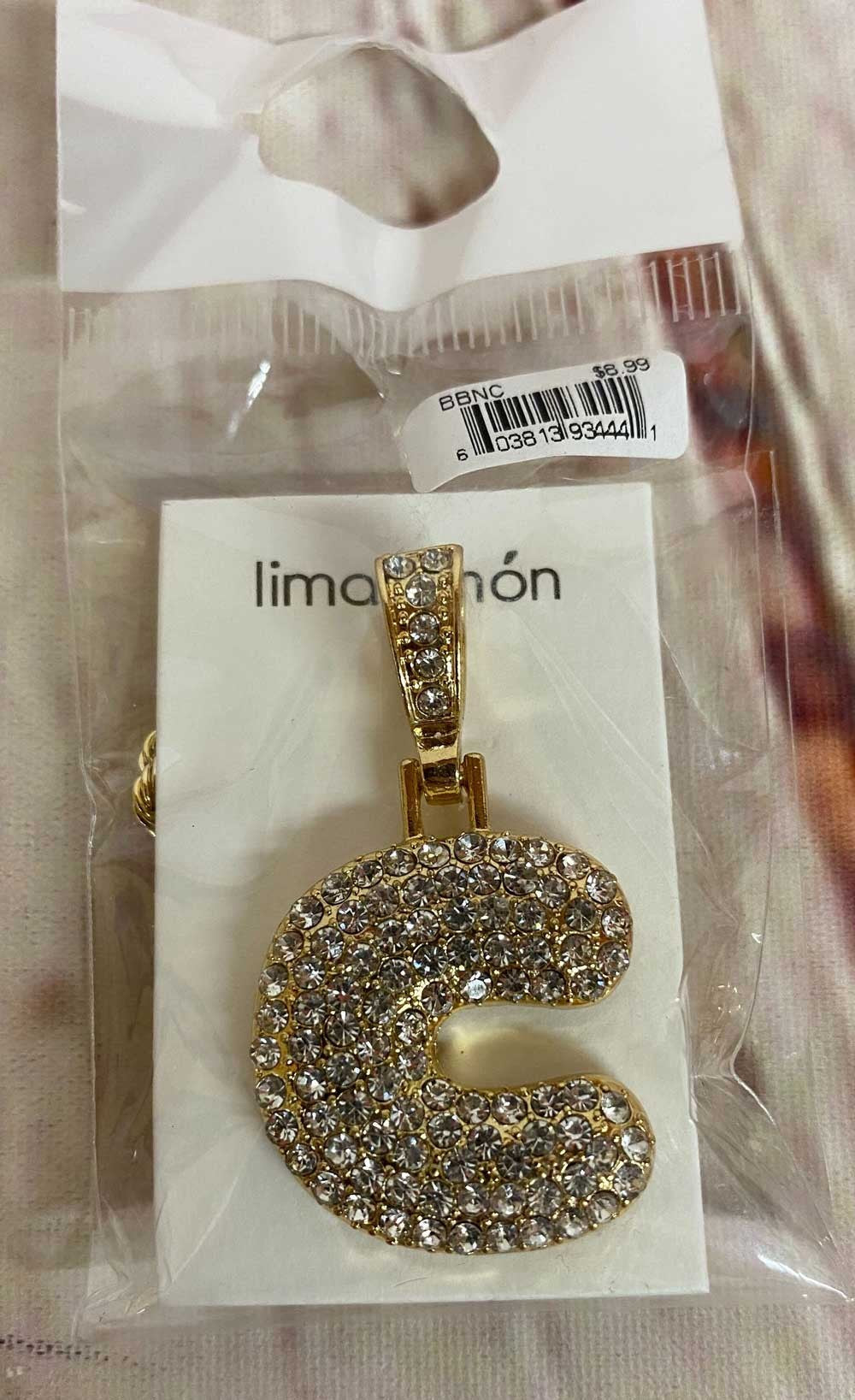 Lima Limon Initial Necklace Chunky Gold Rhinestone Necklace - Elevate Styles