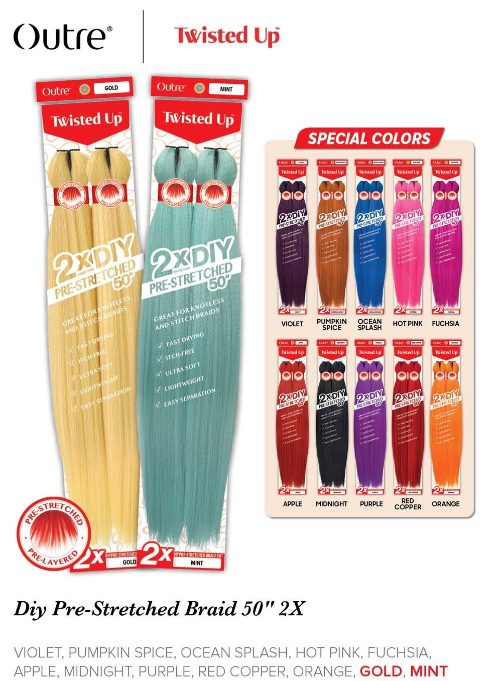 Outre DIY 2x PACK Pre Stretched Braid 50" - Elevate Styles