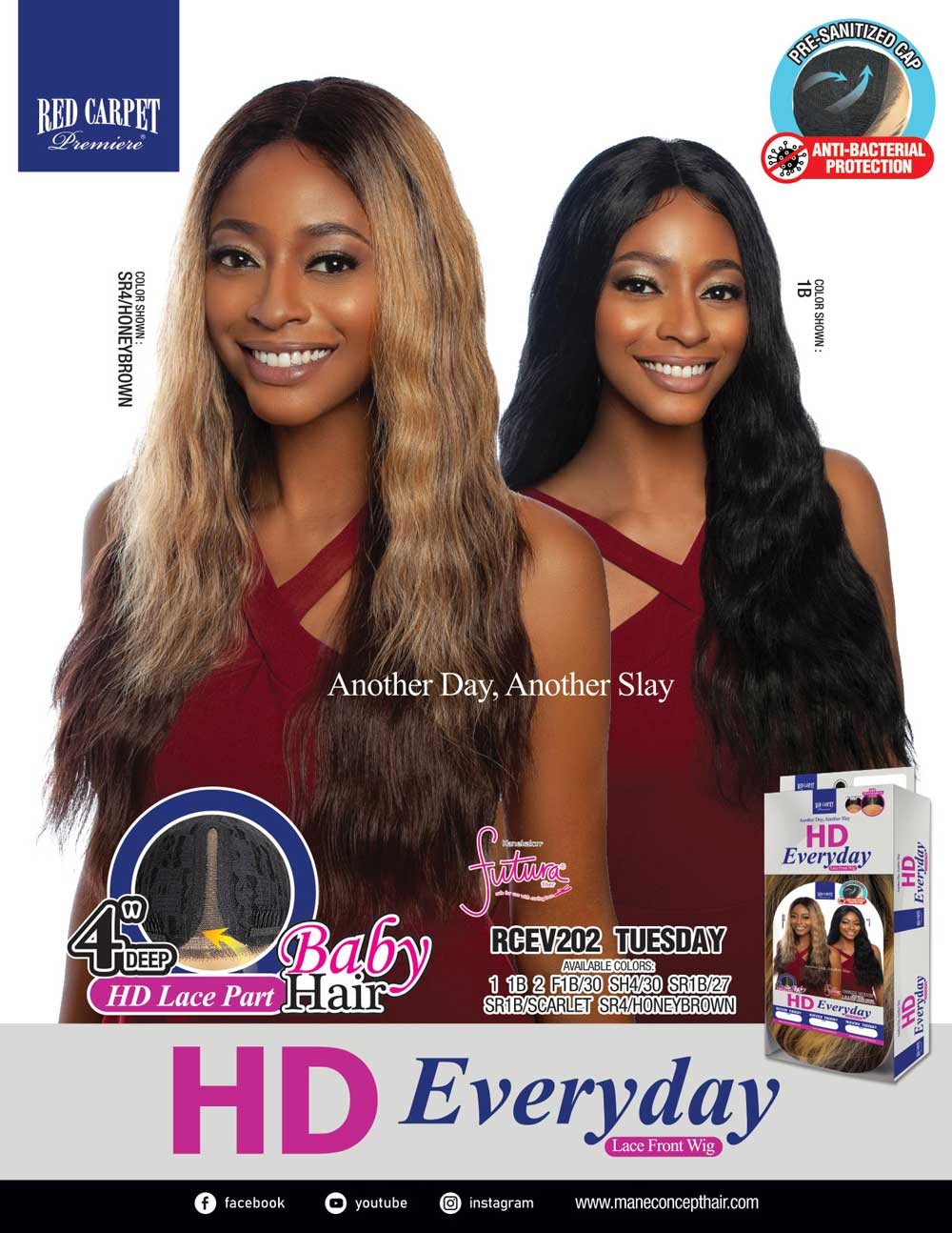 Mane Concept Red Carpet 4" Deep Pre-Plucked Part HD Everyday Lace Front Wig RCEV202 Tuesday - Elevate Styles