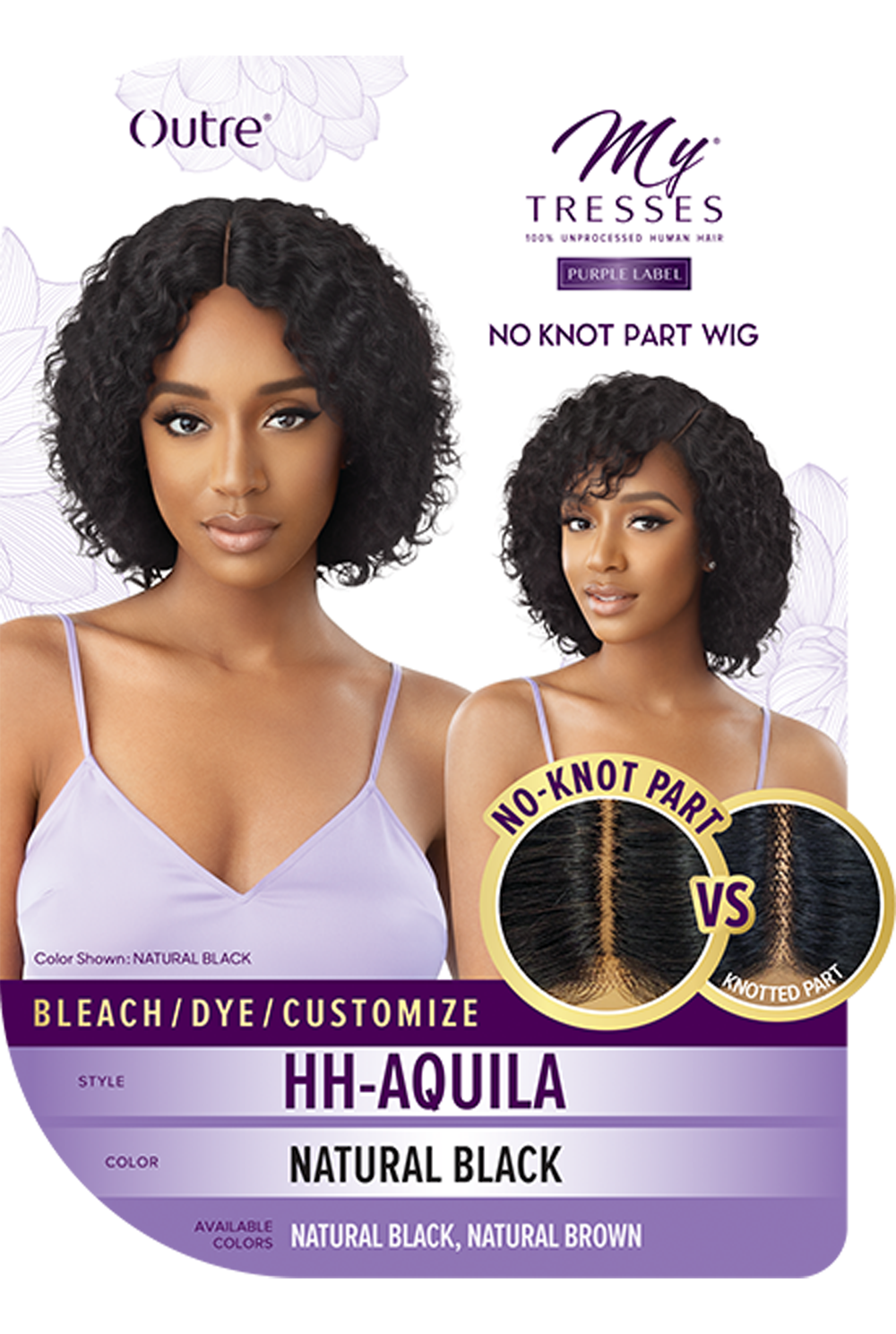 Outre My Tresses Purple Label No Knot Part 100% Unprocessed Human Hair Wig Aquila - Elevate Styles