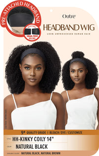 Thumbnail for Outre 100% Unprocessed Human Hair Headband Wig Wet & Wavy HH - Kinky Coily 14