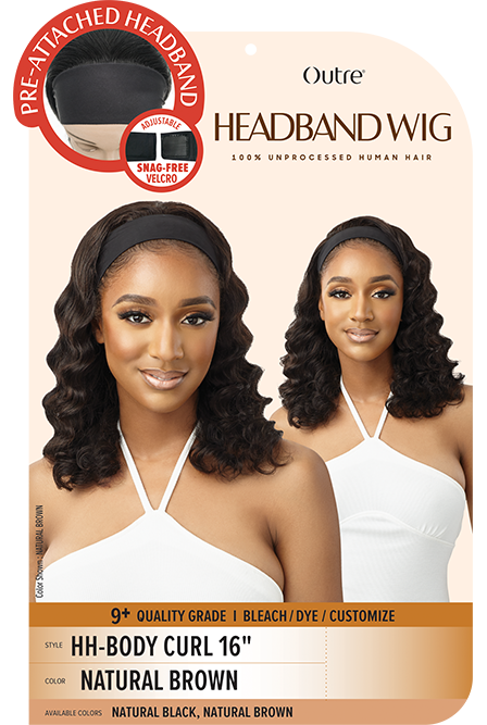 Outre 100% Unprocessed Human Hair Headband Wig HH Body Curl 16" - Elevate Styles