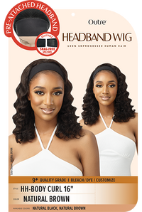 Thumbnail for Outre 100% Unprocessed Human Hair Headband Wig HH Body Curl 16