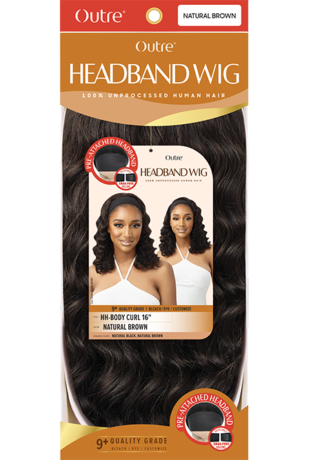 Outre 100% Unprocessed Human Hair Headband Wig HH Body Curl 16" - Elevate Styles