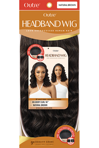 Thumbnail for Outre 100% Unprocessed Human Hair Headband Wig HH Body Curl 16