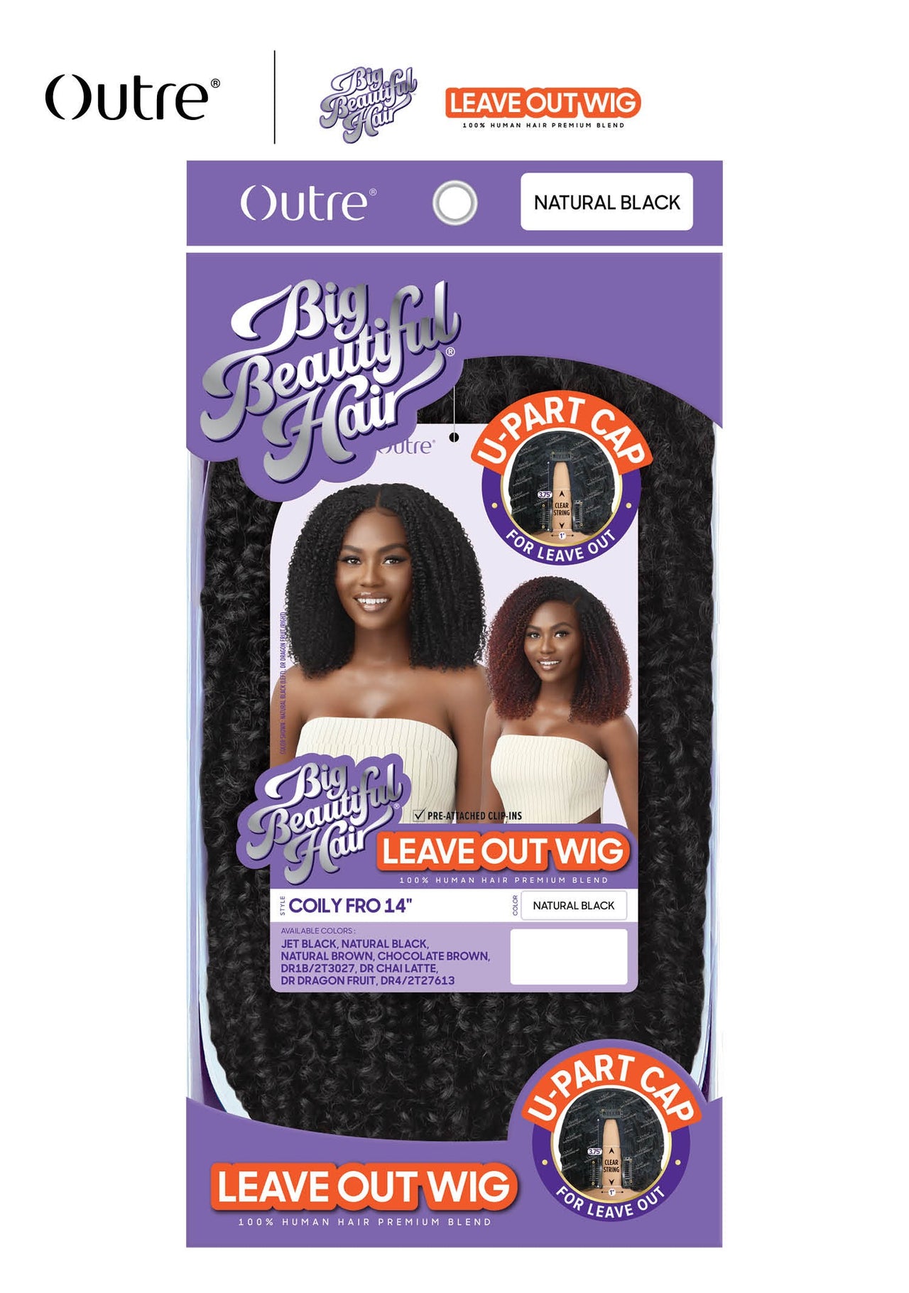 Outre Big Beautiful Hair Human Blend Leave Out U Part Wig Coily Fro 14" - Elevate Styles