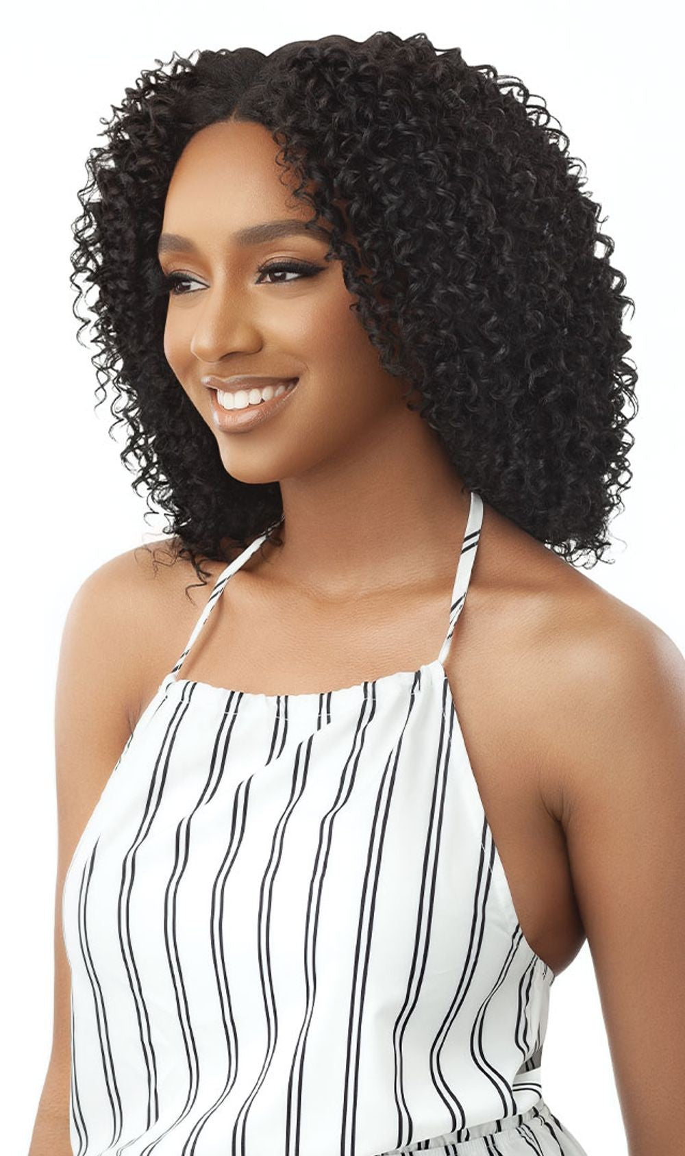 Outre Big Beautiful Hair Human Blend Leave Out U Part Wig Curly Twist 14" - Elevate Styles