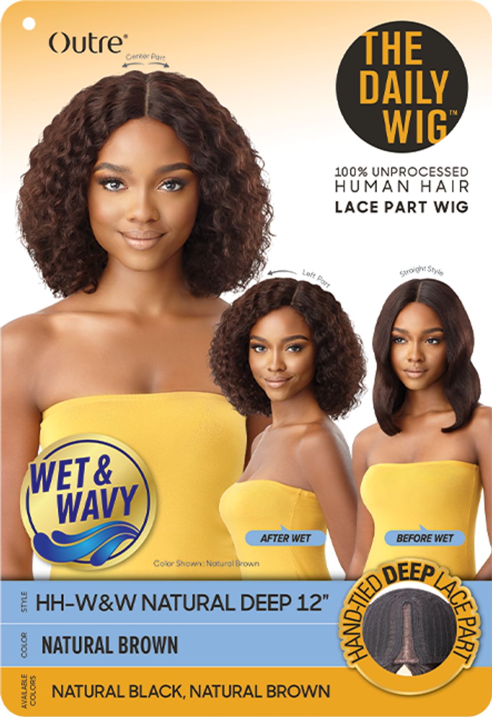Outre The Daily Wig 100% Unprocessed Human Hair Wet N Wavy Natural Deep 12" - Elevate Styles