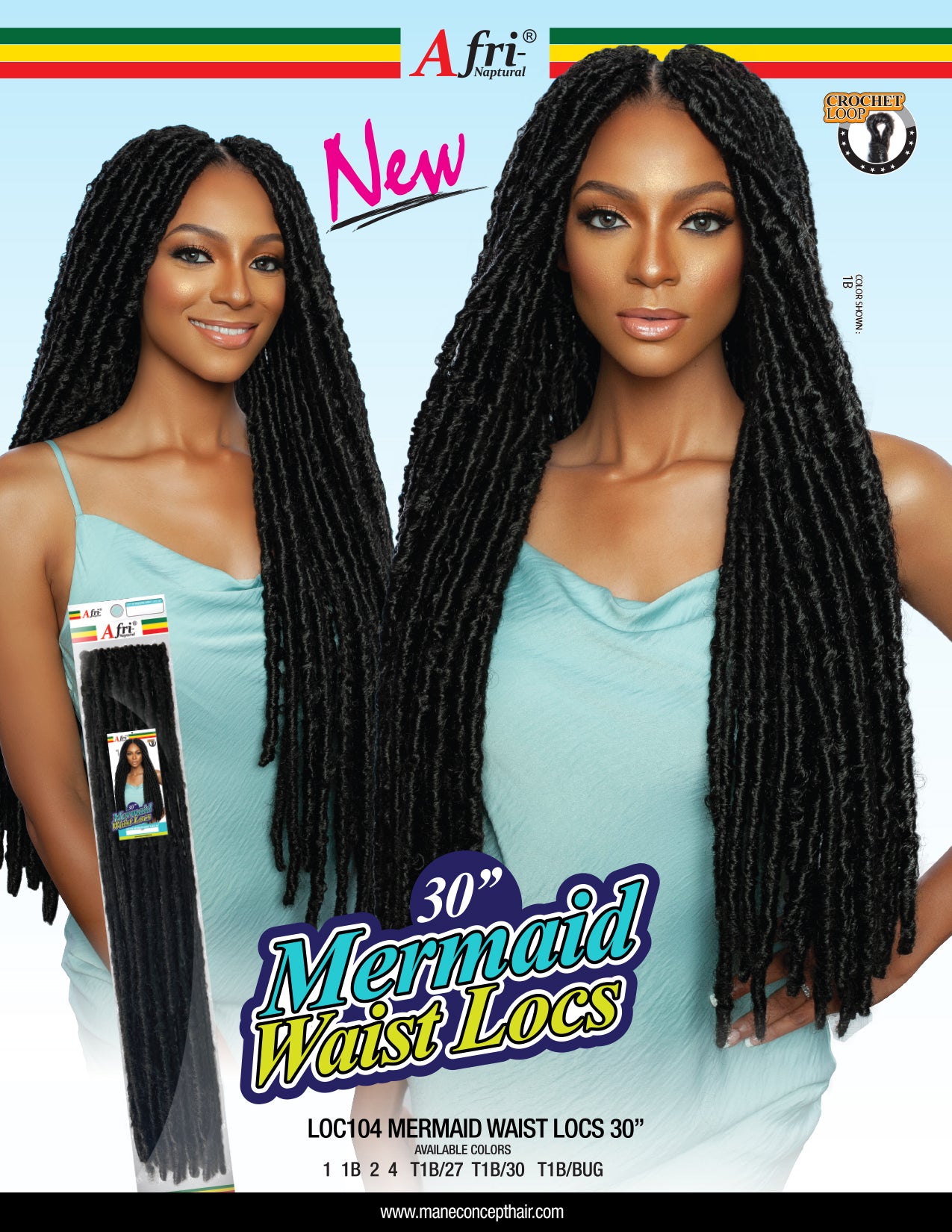 Mane Concept Afri Naptural Crochet Braid Mermaid Waist Locs 30" LOC104 - Elevate Styles