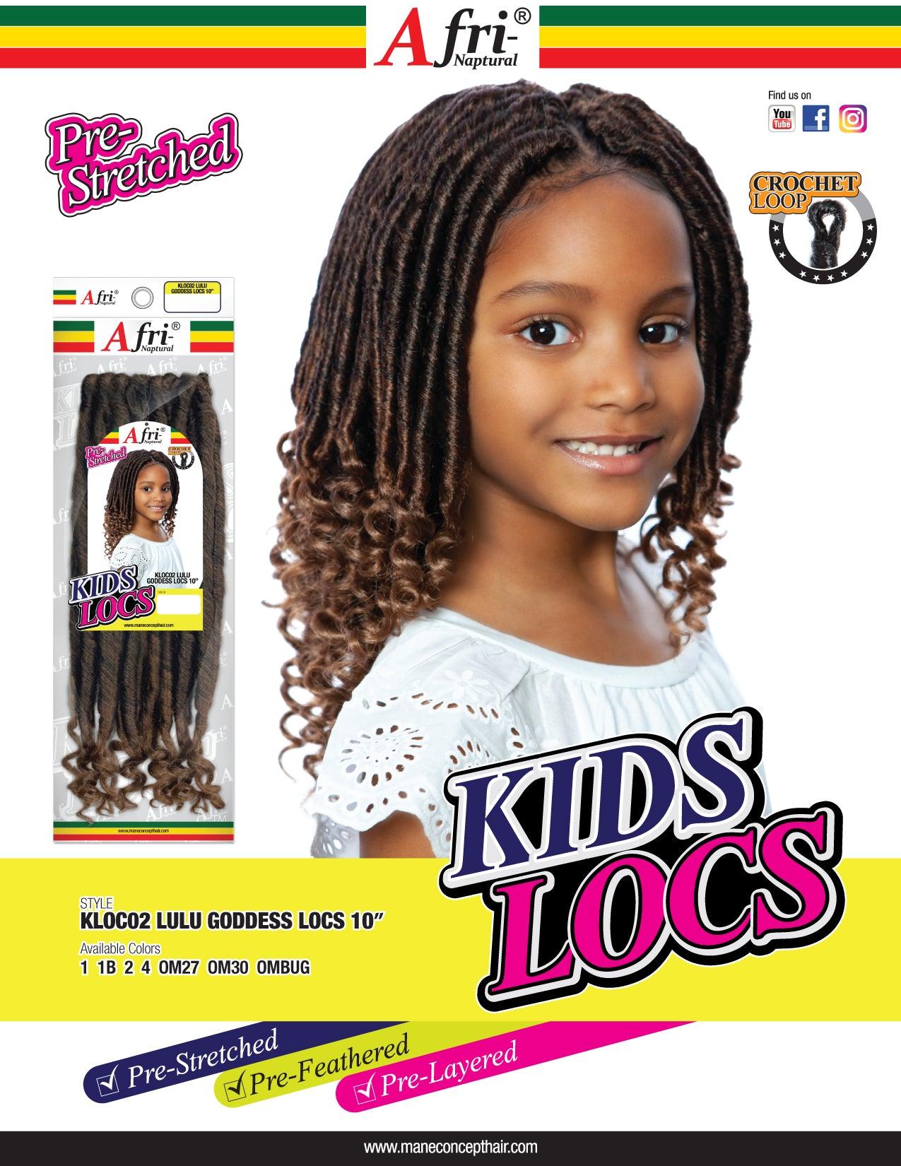 Afri Naptural Synthetic Kids Crochet Braid Kids Locs Lulu Goddess Locs 10" KLOC02 - Elevate Styles