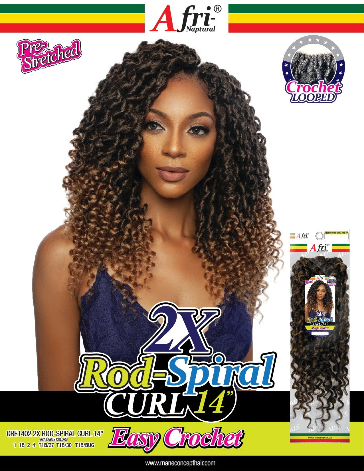 Afri Naptural Mane Concept Caribbean Bundle Crochet Braid 2x Rod Sprial Curl 14" CBE1402 - Elevate Styles