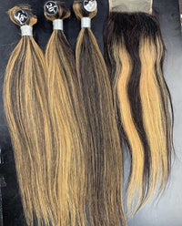 Thumbnail for Mane Concept Pristine 11A Straight 3 Pieces + HD 4x4 Closure XXS~XL PEW4402 P1B27 BUNDLE SET - Elevate Styles