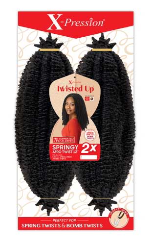 BOX DEAL Outre Synthetic Hair Braids X-Pression Twisted Up Springy Afro Twist 12" 2X  (50 packs/box) - Elevate Styles