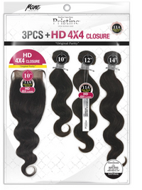 Thumbnail for Mane Concept Pristine 11A Body Wave 3 Pieces + HD 4x4 Closure XXS~XL PEW4401 - Elevate Styles